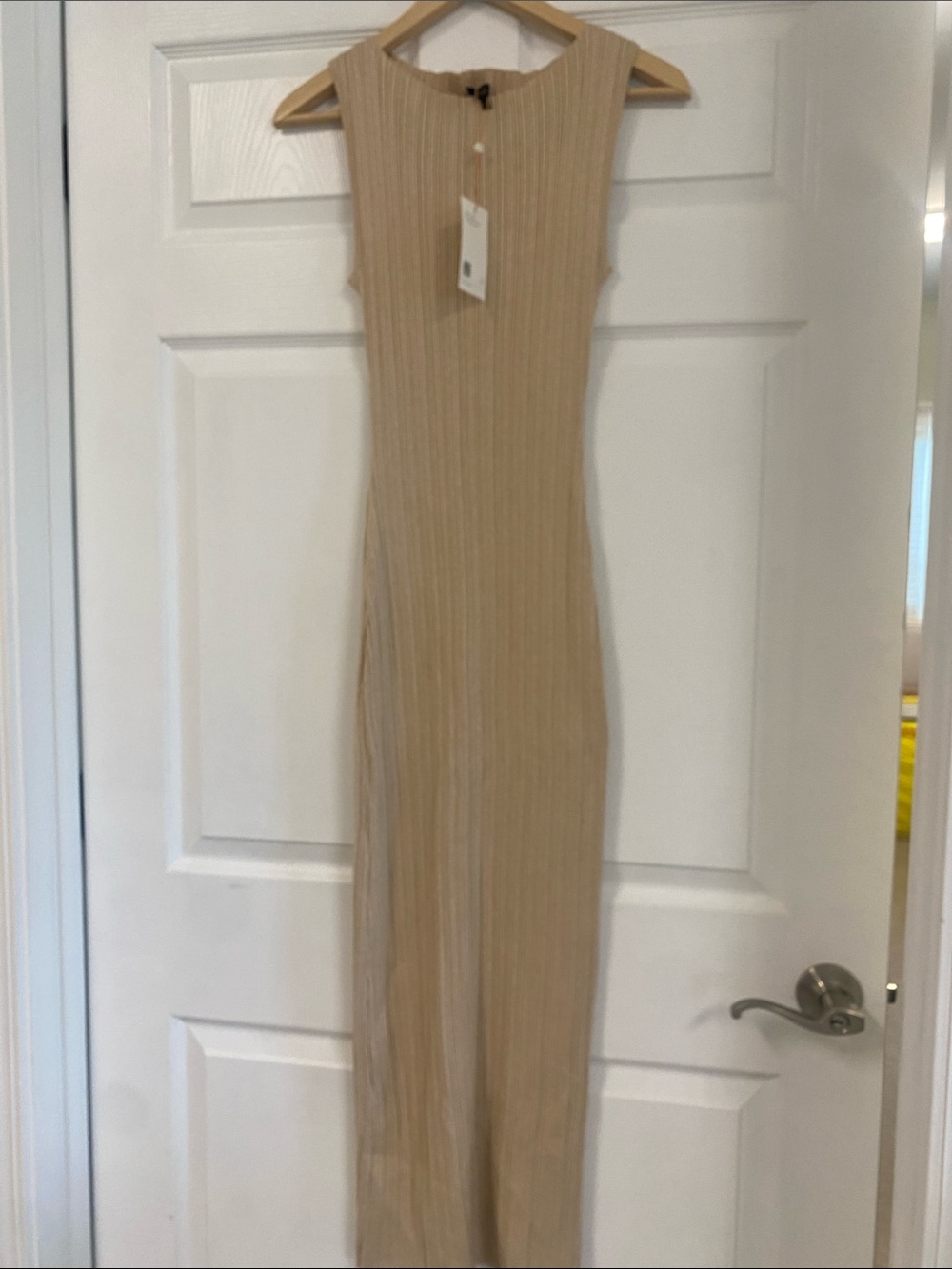 Quince Cream Ribbed Sleeveless Knit Dress